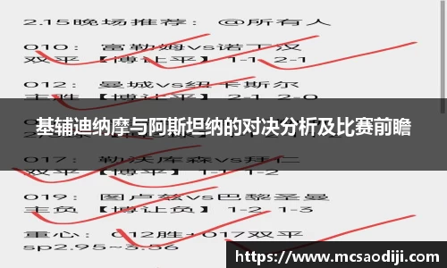 基辅迪纳摩与阿斯坦纳的对决分析及比赛前瞻