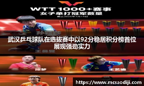 武汉乒乓球队在选拔赛中以92分稳居积分榜首位展现强劲实力