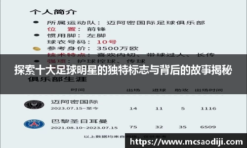 探索十大足球明星的独特标志与背后的故事揭秘